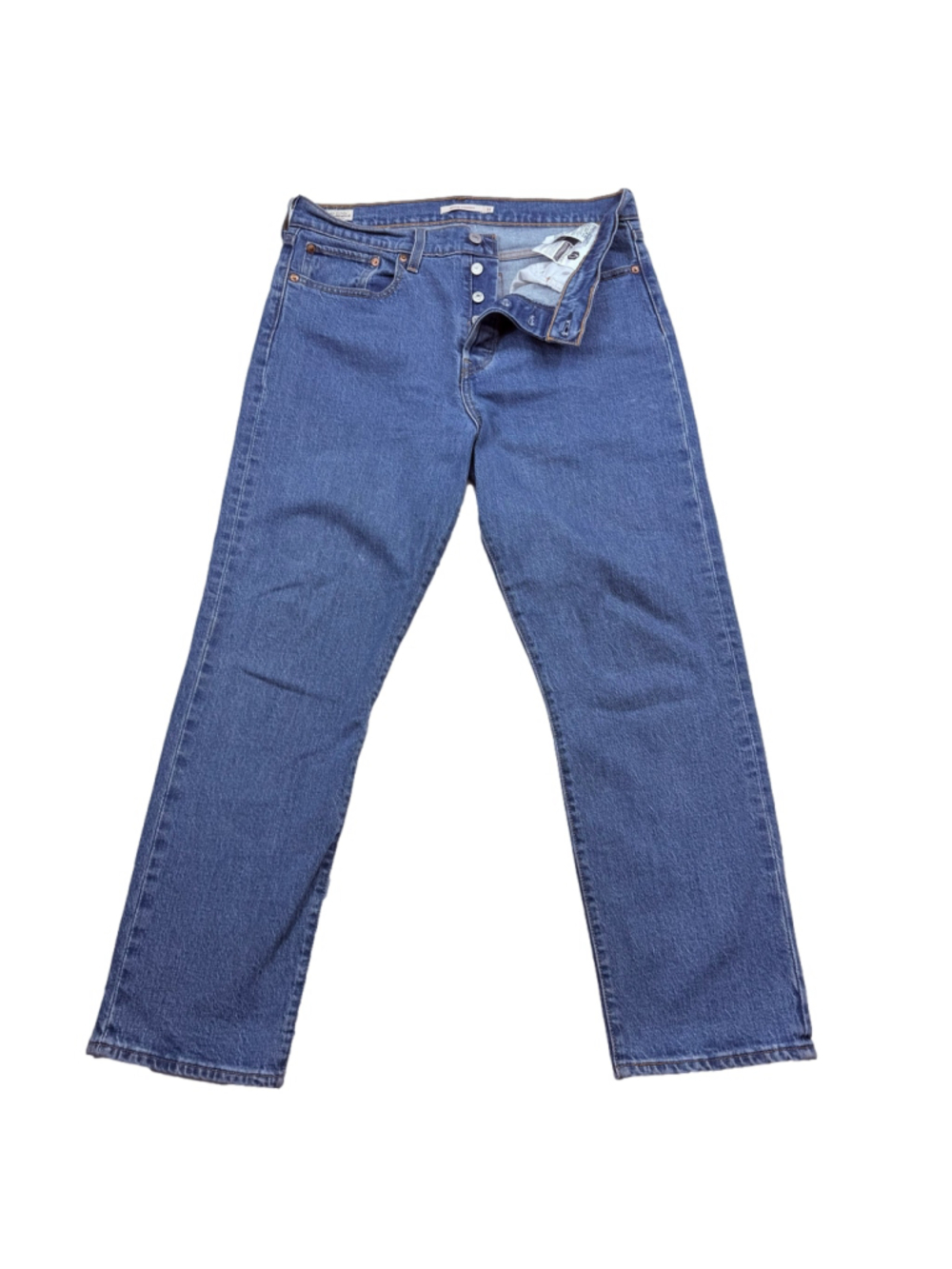 Women's Levi's Premium Wedgie Straight‎ Jeans 31x28 Button Fly Blue